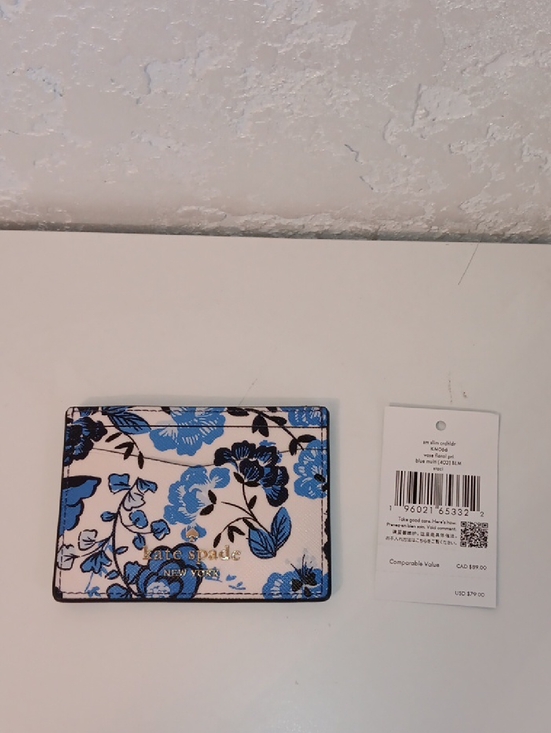 kate spade Accessories - kate spade Blue and Black Floral Card Holder